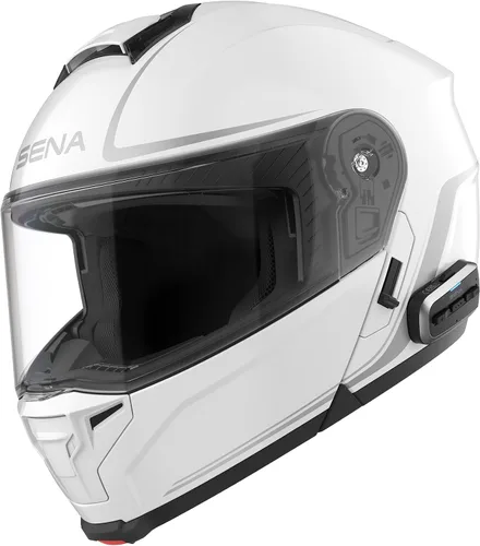 Vista 6 de Sena OUTRUSH 2 - Casco modular de motocicleta inteligente con conectividad Bluetooth y comunicación de intercomunicación de malla Negro mate