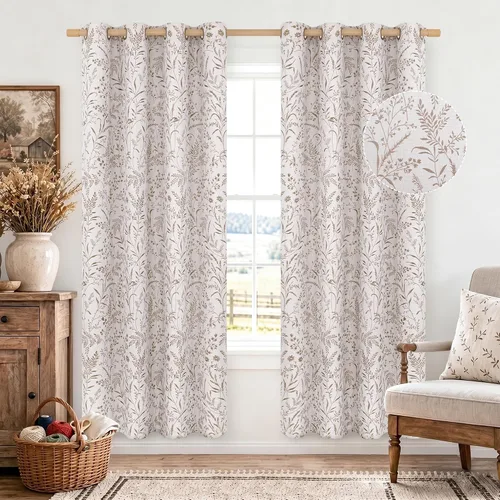 Vista 19 de BGment Cortinas de lino beige para dormitorio de 63 pulgadas de largo, cortinas de ventana con ojales y ojales para ventana de sala de estar, 2