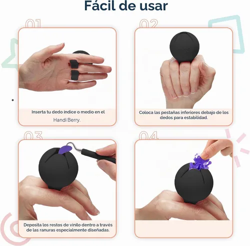 Vista 3 de iVyne Handi Berry – Colector de desechos de vinilo, anillo portátil de mano para recolector de chatarra, herramientas de deshierbe para Negro