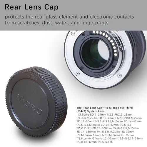 Vista 4 de Tapa de cuerpo M4/3 y cubierta de lente trasera de cámara compatible con Olympus y para Panasonic BMPCC Micro Four Thirds MFT M4/3 Mount Lens como