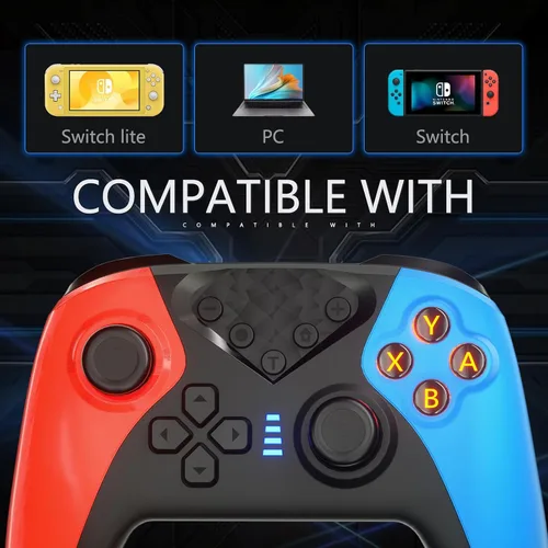 Vista 2 de Controlador de interruptor para Nintendo Switch, controlador Switch Pro para control remoto inalámbrico SwitchSwitch Lite con doble vibración, eje