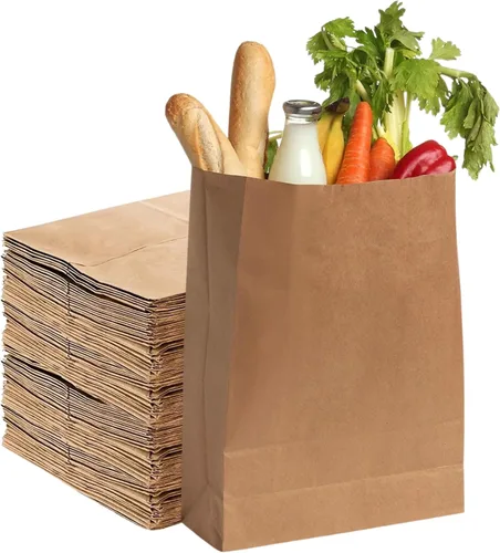 Vista 9 de Perfect Stix Bolsas de compras de papel kraft marrón de 52 libras, paquete de 50