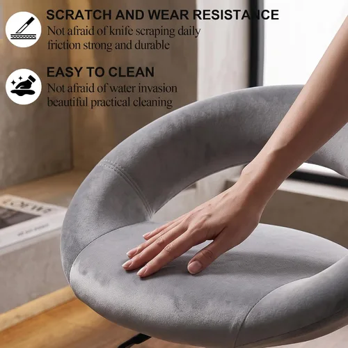 Vista 3 de DUHOME Silla giratoria con ruedas, silla de terciopelo para oficina en casa Gris