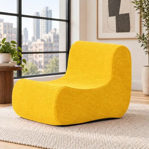Vista 6 de N&V Sofá de espuma de un solo asiento, sofá de suelo sin brazos, espuma de alta densidad de una pieza, funda extraíble y lavable a máquina, azul