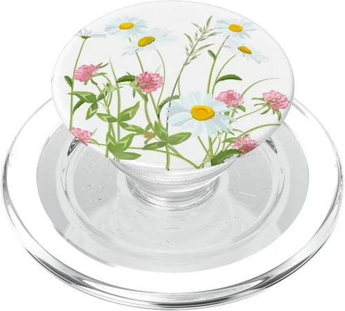 Vista 9 de Soporte para teléfono celular con diseño de margaritas blancas, con rosas y flores, para teléfonos y tabletas