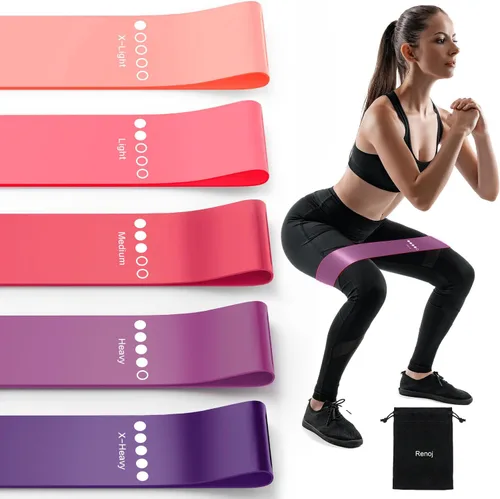 Vista 7 de Resistance Bands for Working Out, 5-Pack Elastic Exercise Bands for Strength Training, Stretching, Workout; Home Gym Equipment for Women Men