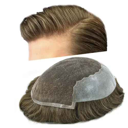 Vista 31 de Mens Toupee Swiss Lace Mens Hair Piece Sistema de reemplazo de cabello para hombres Toupee para hombres Cabello humano nudo blanqueado protesis