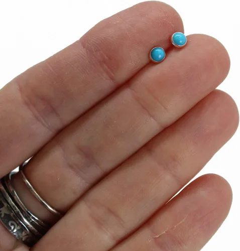 Vista 46 de Aretes de tuerca con piedras preciosas para mujeres y niñas, bisel redondo de 0.157 in de plata esterlina 925