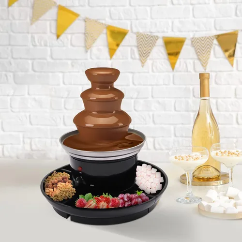 Vista 5 de Máquina de fuente de chocolate de 3 niveles, 40 W, 120 V, 1 libra, máquina eléctrica de fuente de fondue de chocolate de acero inoxidable, máquina