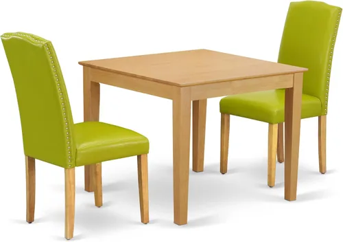 Vista 13 de East West Furniture OXEN5-LWH-57 - Juego de mesa y sillas de cocina de 5 piezas, incluye una mesa de comedor cuadrada y 4 sillas de comedor Parsons