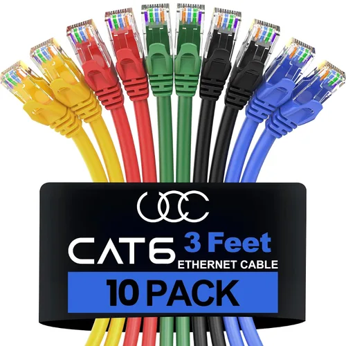 Vista 12 de Ultra Clarity Cables Cable Ethernet Cat6 (1 pie) LAN, UTP Cat 6 RJ45, red, parche, cable de Internet, paquete de 20 (1 pie)