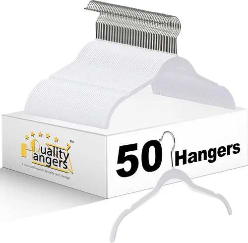 Vista 10 de Quality Hangers Perchas de plástico que no son de terciopelo para la ropa, juego de perchas resistentes para ropa, perchas para armario que ahorran