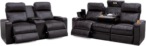Vista 13 de Seatcraft Octavius - Sofá marrón con asiento de cine en casa con mesa