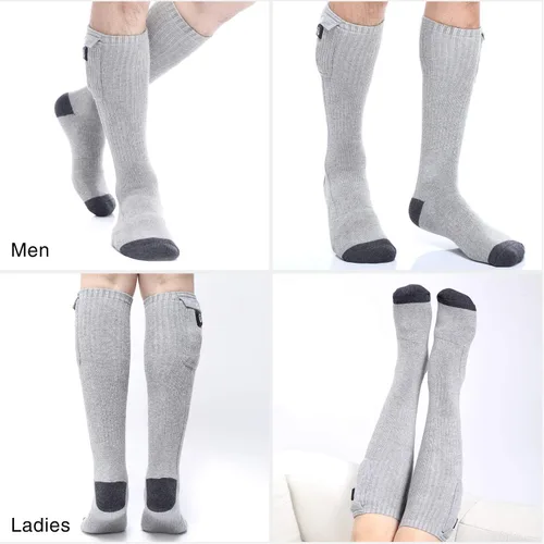 Vista 4 de Calcetines térmicos para hombres y mujeres, calcetines eléctricos con batería recargable de 7.4 V 2200 mAh, calentadores de pies para deportes