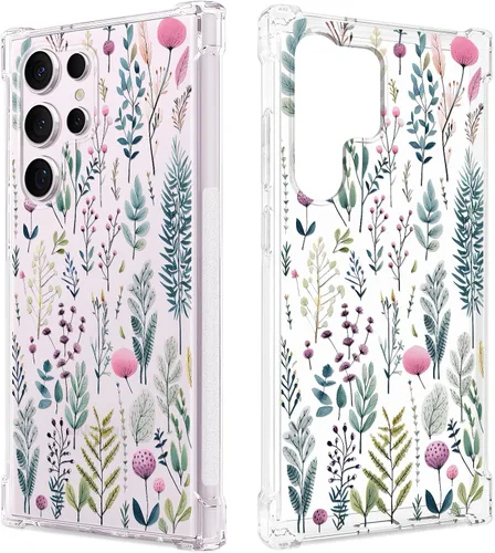 Vista 17 de FL-37 - Funda transparente floral para Galaxy S23 Ultra 5G para mujeres/niñas, bonita funda de teléfono para Samsung Galaxy S23 Ultra, diseño