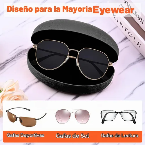 Vista 6 de CHZZMS Paquete de 2 fundas rígidas grandes para lentes de sol, funda protectora para gafas de sol y lentes negro+amarillo