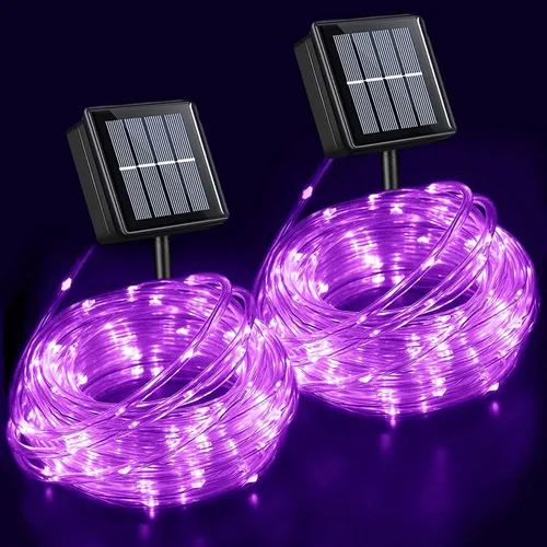 Vista 20 de YEGUO Luces naranjas para Halloween, paquete de 2 cuerdas de 100 luces LED de 33 pies cada uno, 8 modos de luces de hadas en tubo transparente