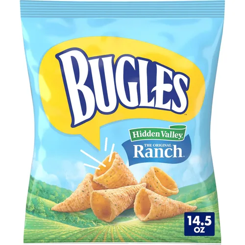 Vista 15 de Bugles Bocadillos de maíz crujientes originales, bolsa de aperitivos, 7.5 onzas