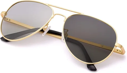 Vista 6 de Gafas de sol fotocrómicas polarizadas para hombre, gafas de sol deportivas de aviador, protección UV 400 con marco de metal grande