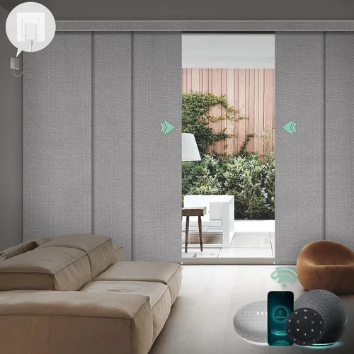 Vista 17 de Yoolax - Persianas deslizantes inteligentes personalizadas XL, persianas verticales de tela opacas para puertas de vidrio. Separador de habitación