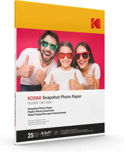 Vista 12 de KODAK Papel fotográfico brillante 4 x 6 SNAPSHOT 25 unidades, 48lb-180 g/m 0.1-0.3 fl oz (41303). Este producto no es compatible con la impresora