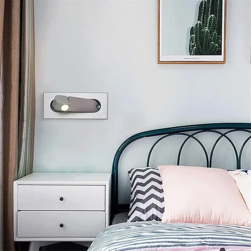 Vista 5 de Lámpara de pared LED empotrable, moderno aplique de pared ajustable con interruptor independiente, luz de lectura de cabecera de 3 W, luces