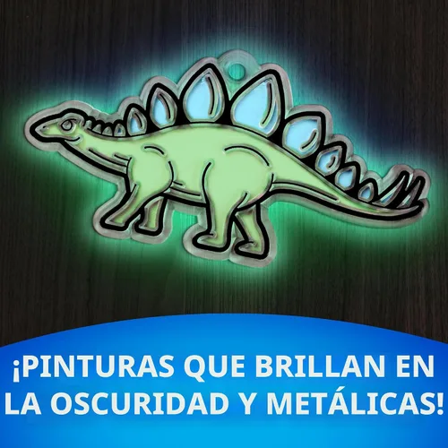 Vista 4 de National Geographic Kids Kit de vitrales para niños, juguetes de dinosaurio que brillan en la oscuridad, juego de arte y manualidades para niños