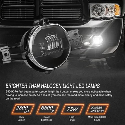 Vista 3 de Nueva Versión Luces Antiniebla LED para 2002-2008 Dodge Ram 1500, 2003-2009 Dodge Ram 2500/3500, para 2002 2003 2004 2005 2006 2007 2008 2009 Dodge