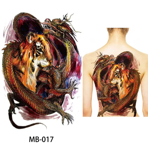 Vista 5 de Glaryyears Tatuaje temporal súper grande cubierto de espalda completa, paquete de 3 calcomanías de tatuajes realistas para adultos, mujeres