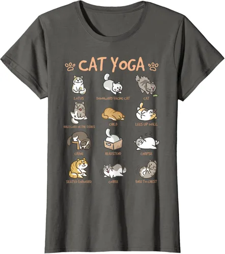 Vista 9 de Cat Yoga Poses Cats Practicing Mindfulness Meditación Kitten - Camiseta, Negro, S