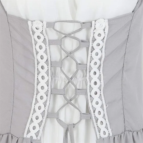 Vista 4 de Disfraz renacentista para mujer, conjunto de vestido irlandés medieval de talle alto y blusa bohemia gótica.