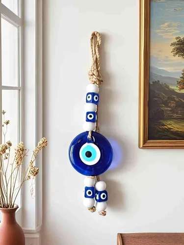 Vista 3 de Amuleto de cristal azul de nazar de mal de ojo de buena suerte, adorno colgante hecho a mano para el hogar, oficina, decoración del automóvil