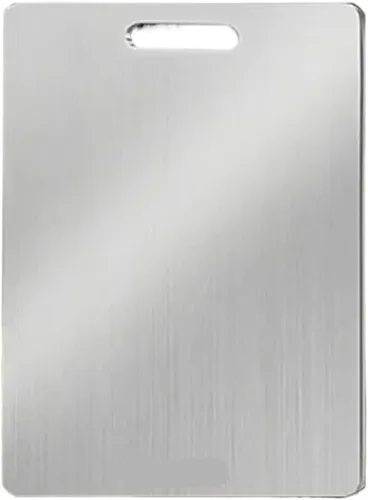 Vista 11 de Tabla de cortar de acero inoxidable de cocina 304 verduras frutas doble echado a un lado tablas de cortar espesadas (SML-3PCS)
