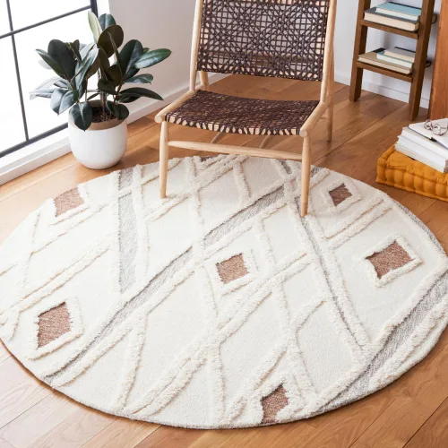 Vista 16 de SAFAVIEH Casablanca Collection - Alfombra decorativa de 2 x 3 pies, color marfil y marrón, lana marroquí hecha a mano, ideal para zonas de alto