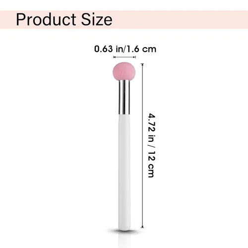 Vista 6 de Sibba Juego de 4 brochas de base de maquillaje con mango rosa y blanco para polvo, rubor, contorno y corrector, incluye esponja, pinceles de mezcla