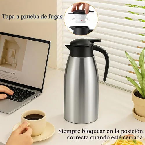 Vista 4 de Jarra de café aislada de 60 onzas, paquete de 2, jarra térmica de acero inoxidable 304 Premium 304 stainless steel 60oz thermal carafes keep