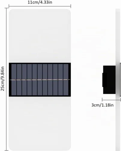 Vista 5 de Luces Solares de Pared para Exteriores, Paquete de 2 IP65 Impermeable Modernas Linternas Solares LED de Acrílico para Exteriores, Accesorios