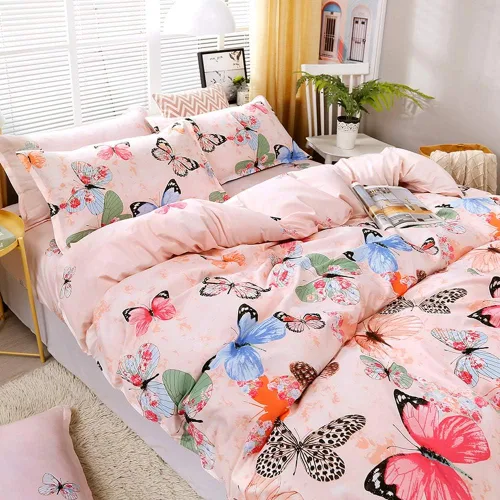 Vista 3 de Feelyou juego de funda de edredón y fundas de almohada de microfibra de poliéster suave para niños y niñas, diseño de mariposas, piñas, ciervos