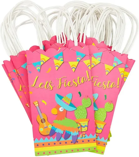 Vista 3 de Blue Panda Bolsas de recuerdo de fiesta, paquete de 24, papel multicolor con asas de cuerda, 9 x 5.3 x 3.15 pulgadas, para dulces y golosinas