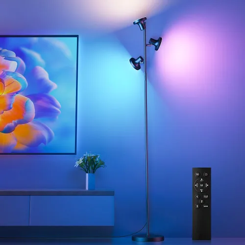 Vista 7 de SIBRILLE Lámpara de pie LED de árbol de 36W, lámpara de pie ajustable moderna con control remoto y táctil, 4 temperaturas de color, 3 lámparas
