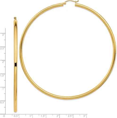 Vista 4 de Aretes de aro ligeros clásicos de 0.551 in en oro amarillo real de 14 quilates