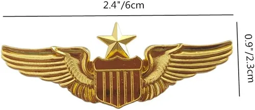 Vista 2 de Pin de las alas del aviador del metal, Pin de la etiqueta de la insignia del piloto del ala del oro del piloto