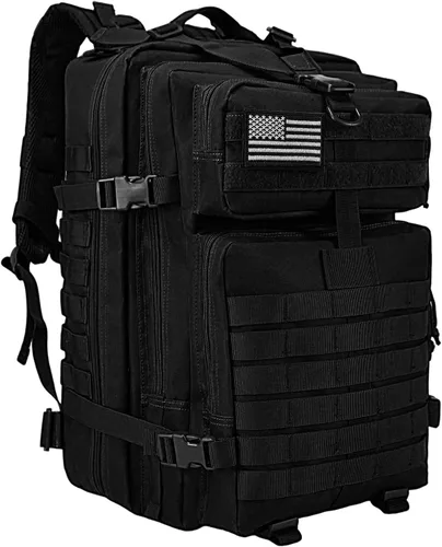 Vista 11 de WOLT Mochila táctica para hombres 45L, mochila militar grande de 3 días, mochila de asalto Molle Rucking mochila senderismo supervivencia, negro