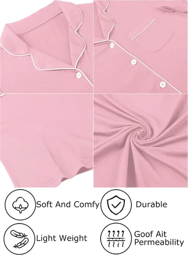 Vista 5 de Leikar Camisones para mujer, con botones, pijama, vestido de manga corta, ropa de dormir S-XXL
