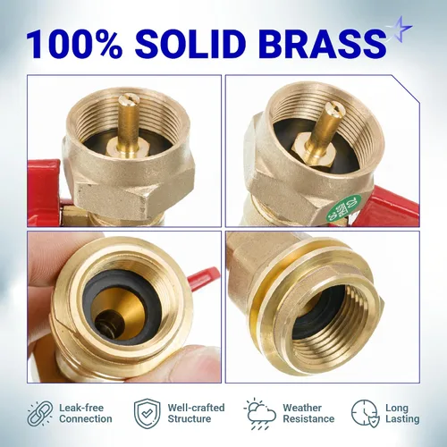 Vista 7 de BlueStars [100% latón sólido] Adaptador de tanque de propano de 20 libras a 1 libra con válvula, compatible con cilindro desechable de 1 libra/16.4