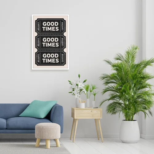 Vista 5 de Póster vintage negro con texto en inglés "Good Times" (Good Times) para habitación negra, estética, arte de pared, bar, carrito, impresiones