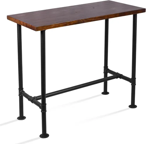 Vista 11 de Mesa de comedor de tubería de diseño industrial DIY, mesa de comedor informal para bar, mesa para computadora portátil, estudio moderno, mesa