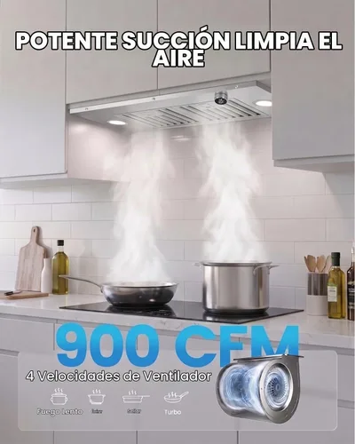 Vista 2 de JOCO Inserto de campana extractora de 30 pulgadas, campana de ventilación de cocina integrada de acero inoxidable de 900 CFM, convertible