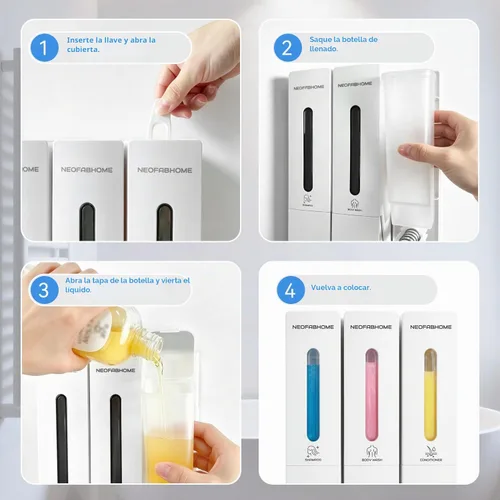 Vista 6 de Shower Soap Dispenser Bathroom Accessories Set Wall Mounted No Drill White