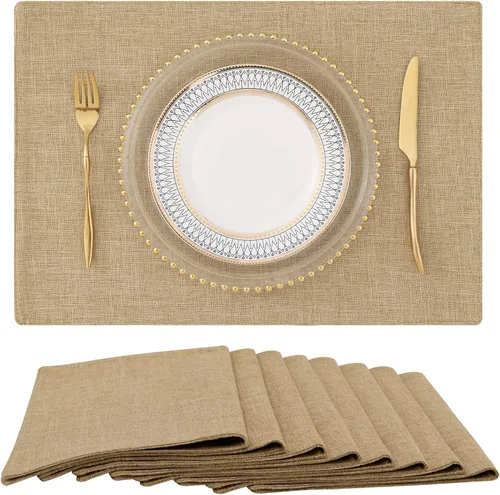 Vista 22 de homing - Juego de 4 manteles individuales de algodón y lino, manteles de tela lavables para mesa de comedor de estilo rústico para interiores y Negro
